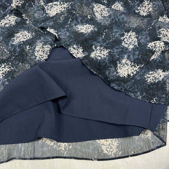 Joie Blue Baltic Print Sleeveless Ruffle Neck Keyhole A-Line Mini Dress Large - Picture 7 of 11